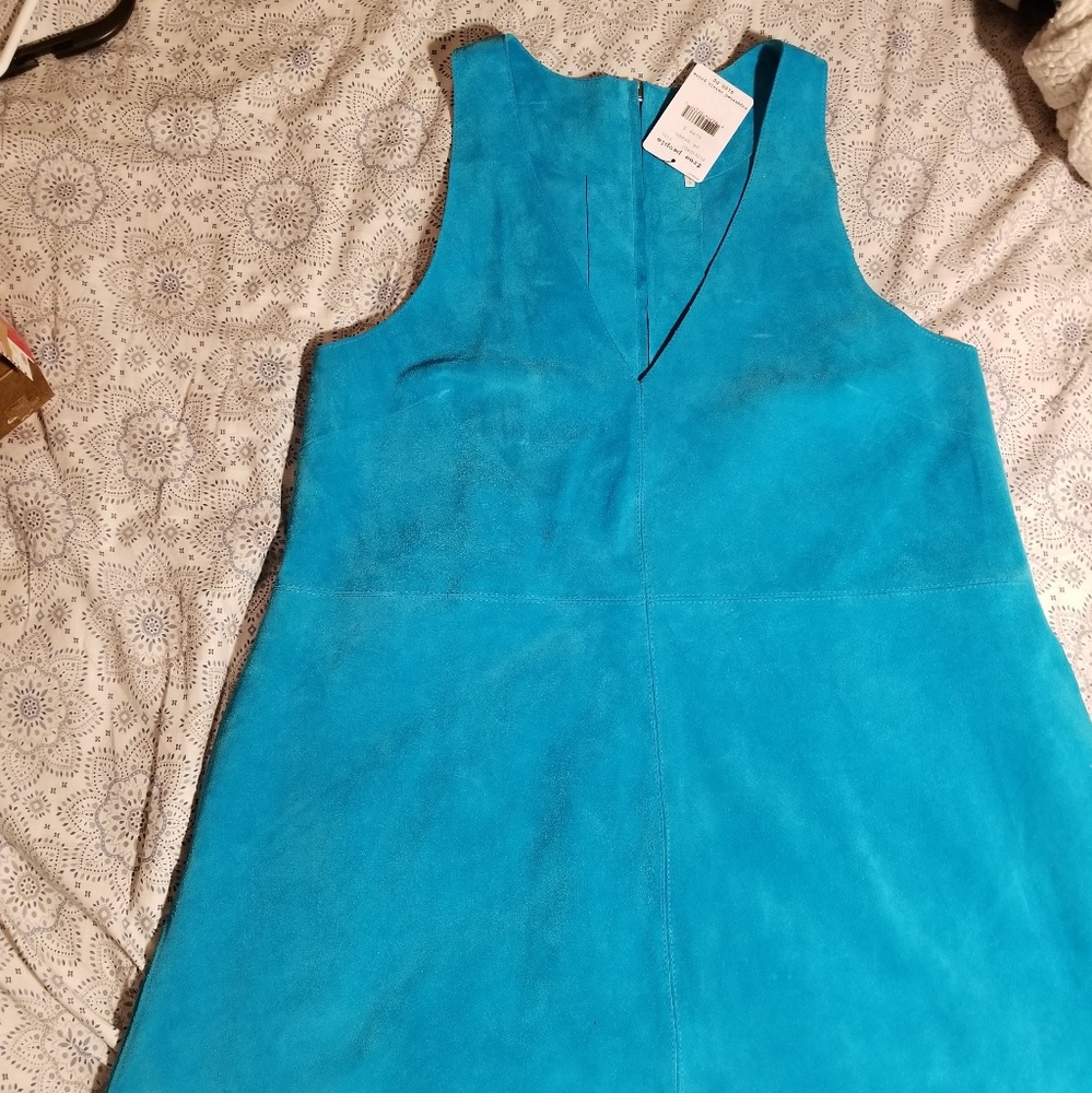 Suede swing dress with pockets